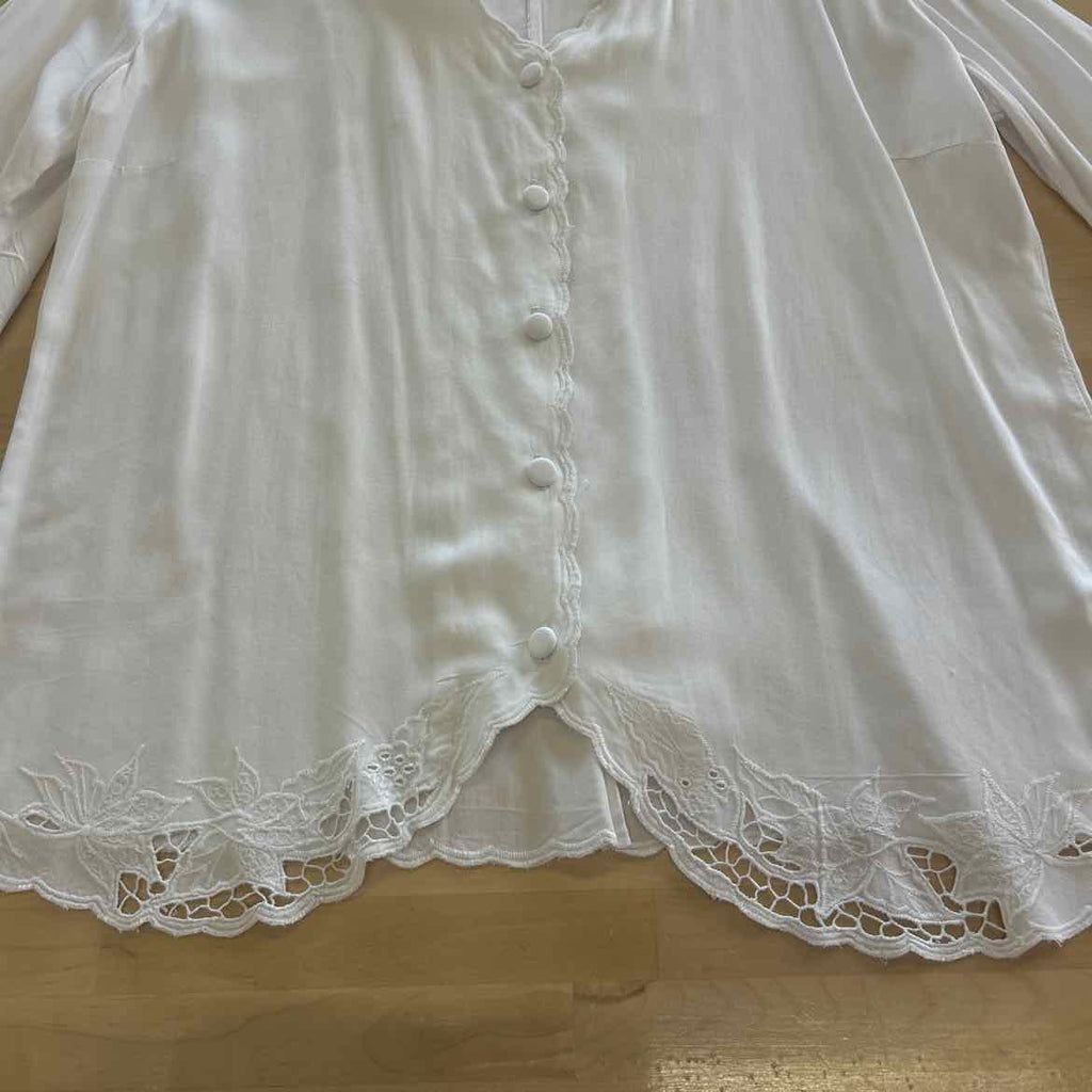 Soft Surroundings Size L White Preloved Blouse LS