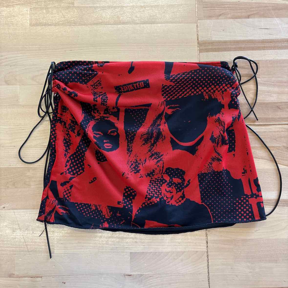 Edikted Size M Black/Red Mesh Preloved Skirt