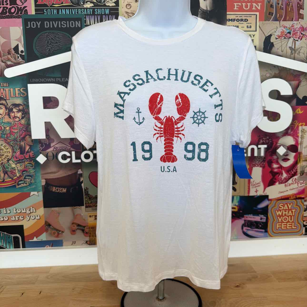 Rebellious One Size L Lobster Graphic T-Shirt - White Lobster