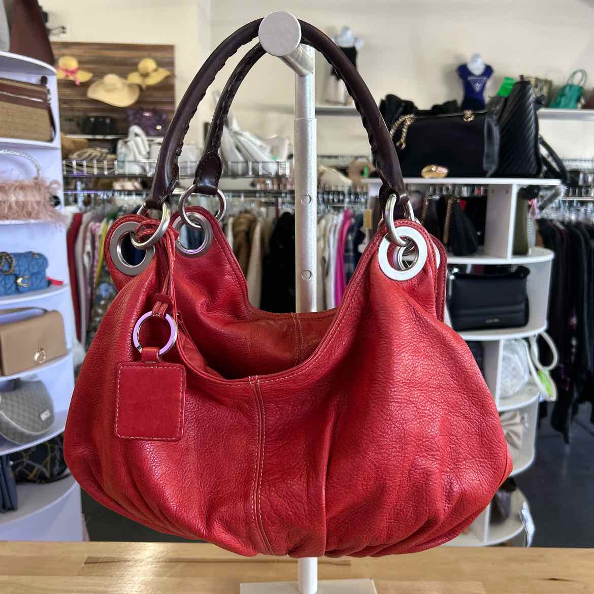 Ellington Red Leather Preloved Handbag