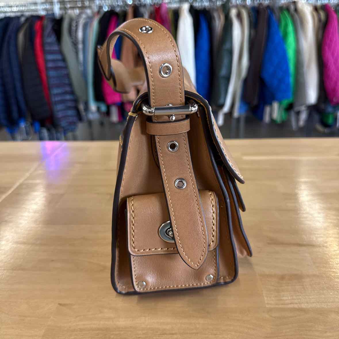 Coach Tabby Cargo Turnlock Full Grain Leather -  Honey Brown