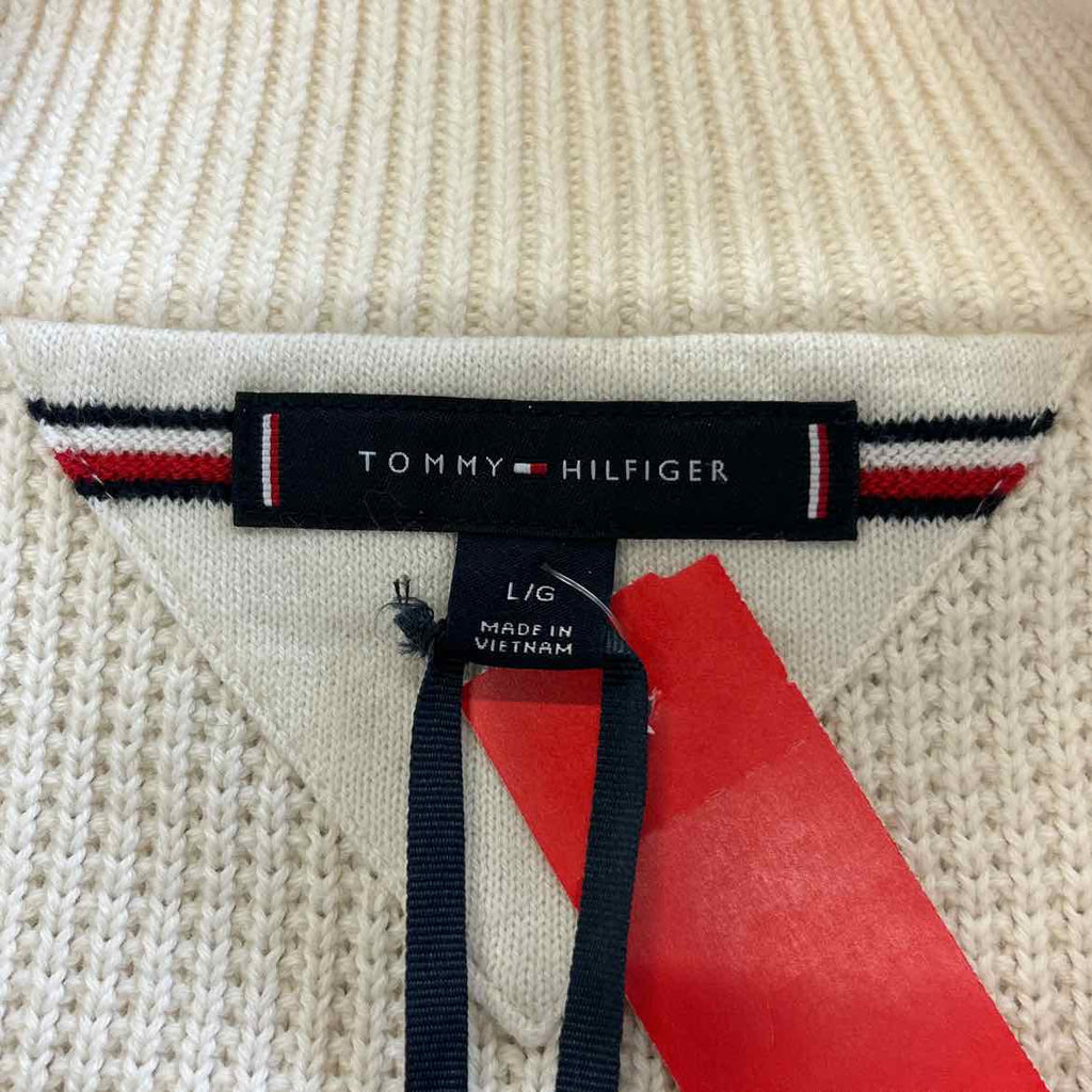 Tommy Hilfiger Men's Quarter-Zip Stripe Sweater - Ivory Petal