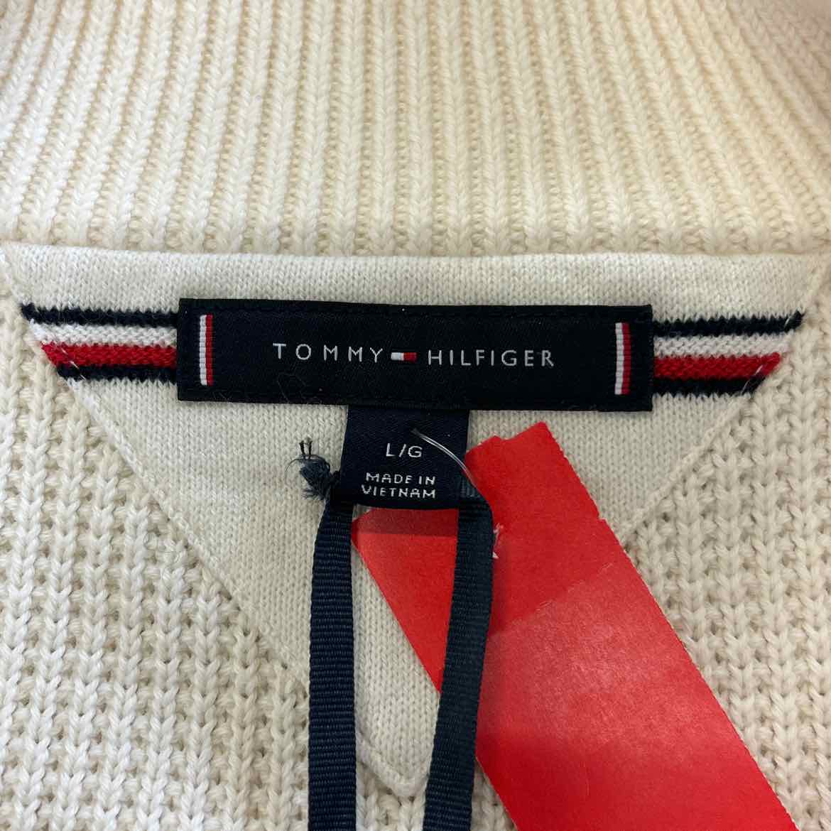Tommy Hilfiger Men's Quarter-Zip Stripe Sweater - Ivory Petal