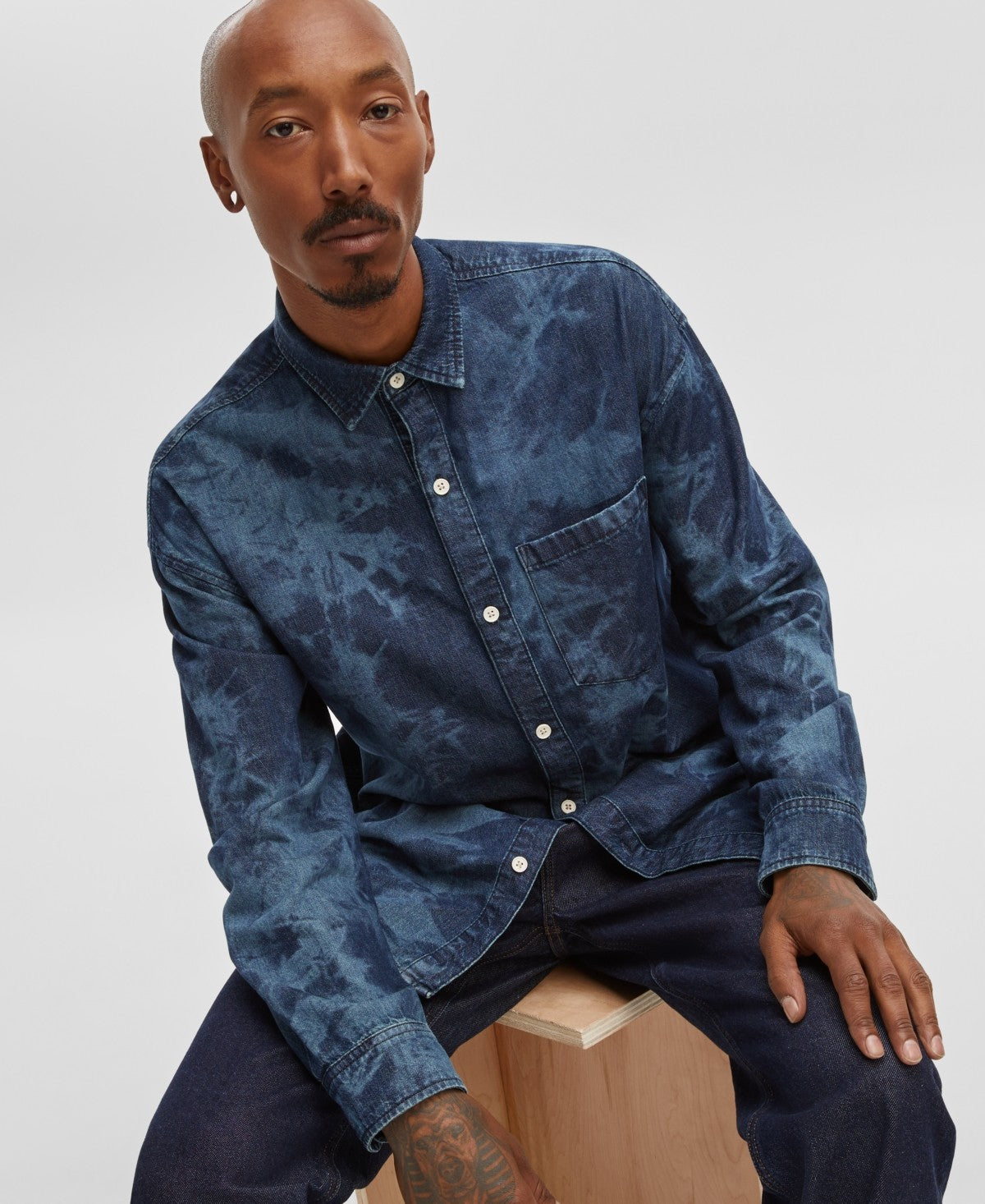 Mode Of One Size L Blue New MENS Long Sleeve Shirt