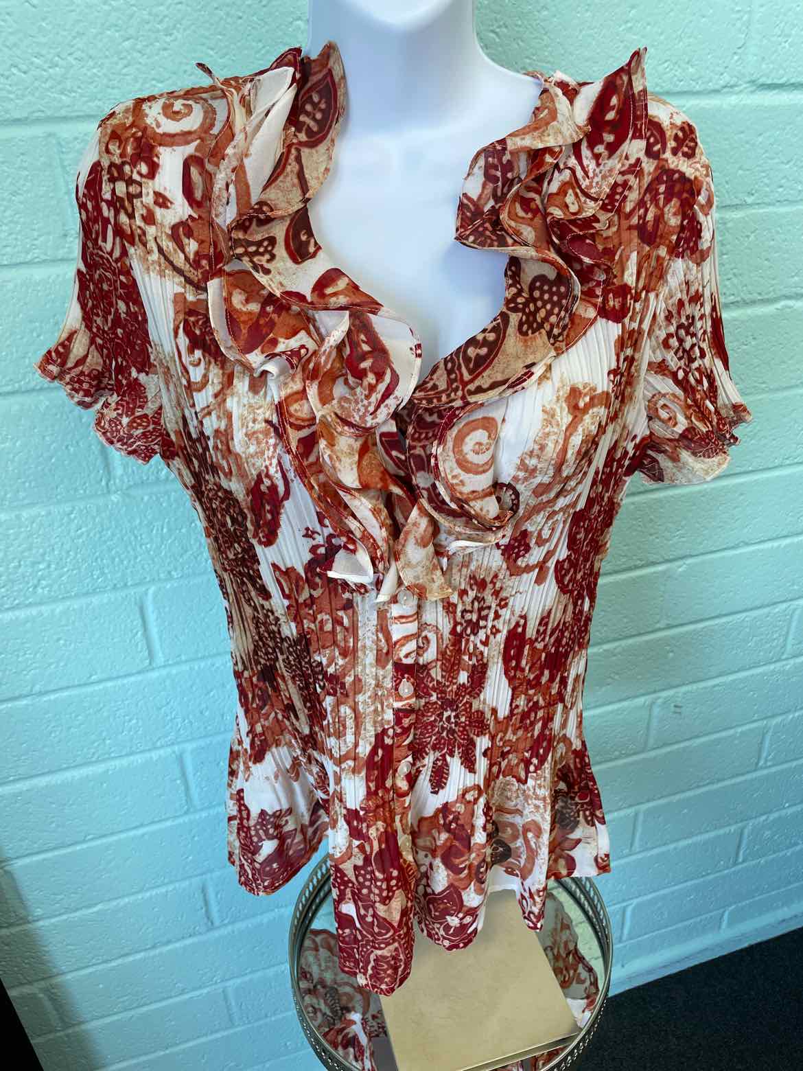 East 5th Size L Rust/Cream Blouse