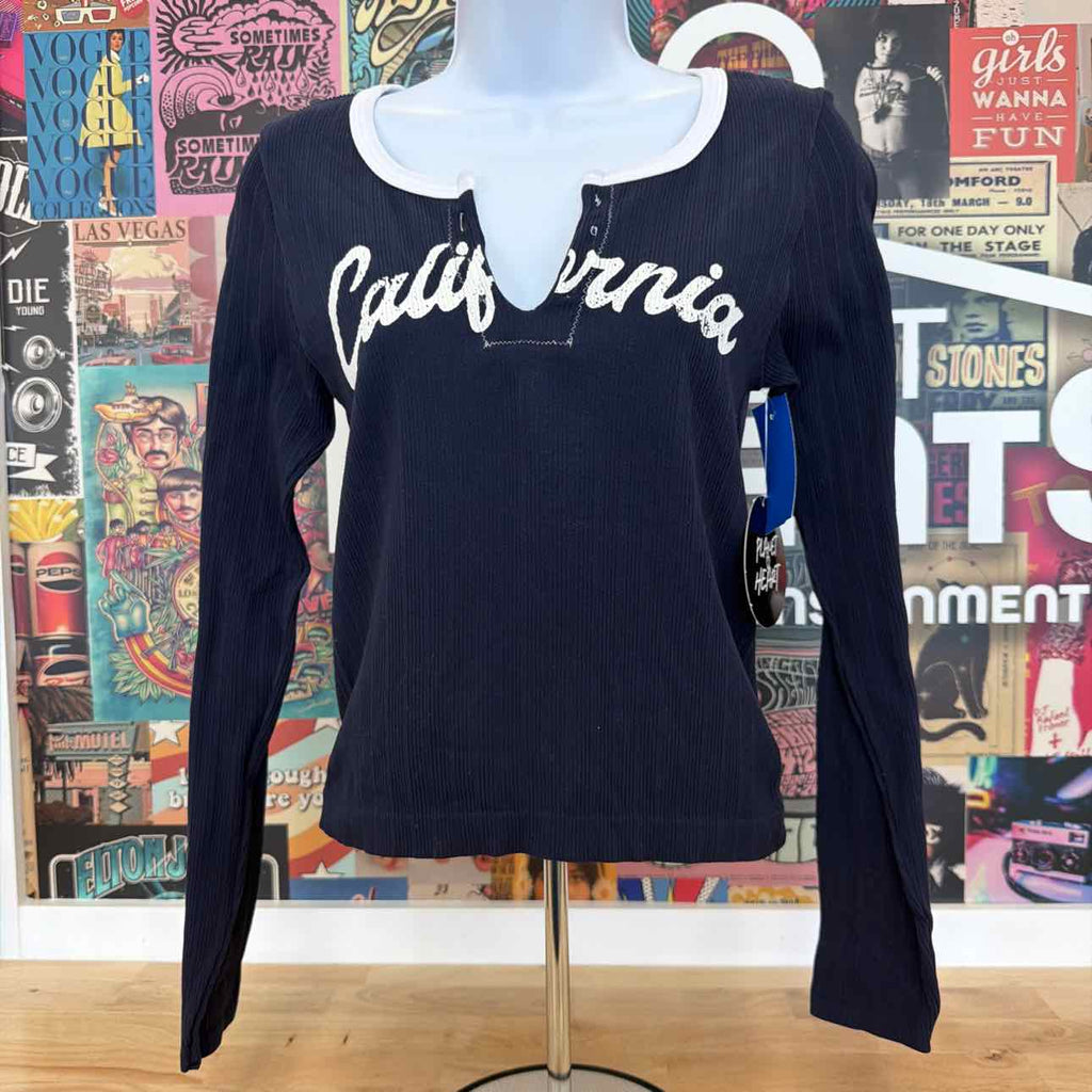 Planet Heart Size L Seamless Graphic Long Sleeve - Navy