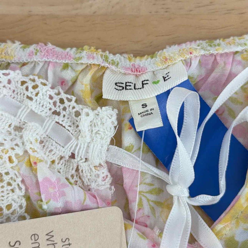 Self E Size S Self Esteem Floral Short Sleeve Peasant Blouse