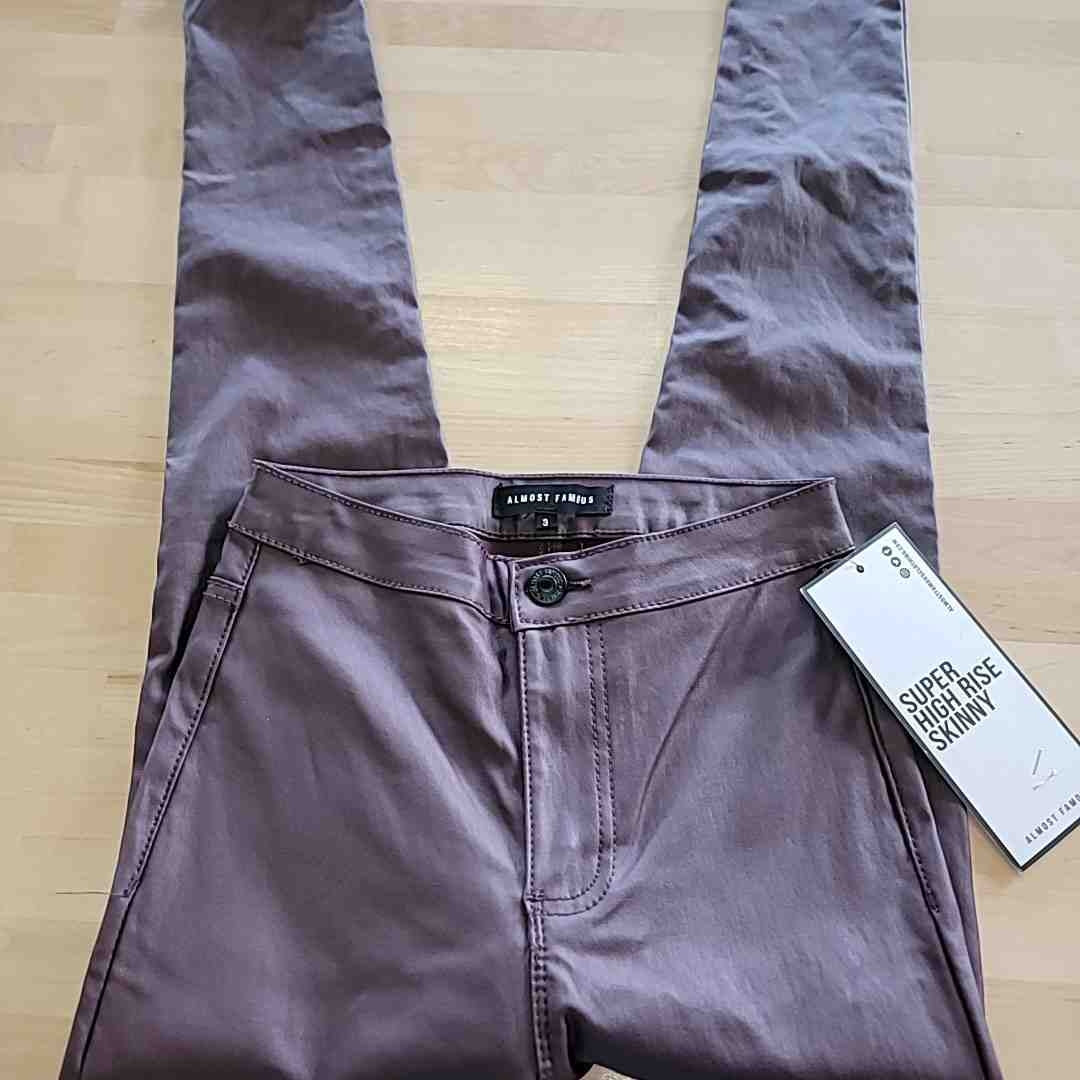 Almost Famous Size 3 Suoer High Rise Skinny faux leather Purple Jeans