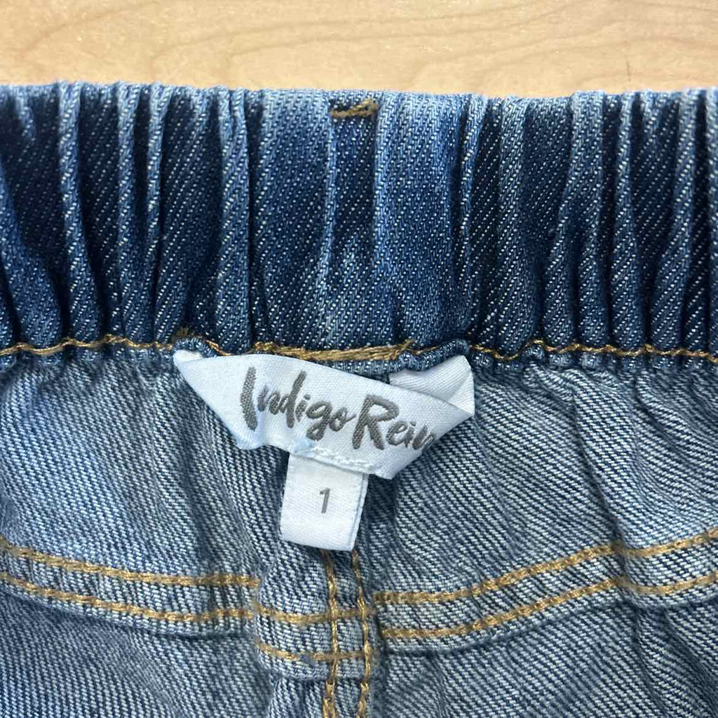Indigo Rein Juniors' Distressed Drawstring Denim Shorts - Dark Wash - 1