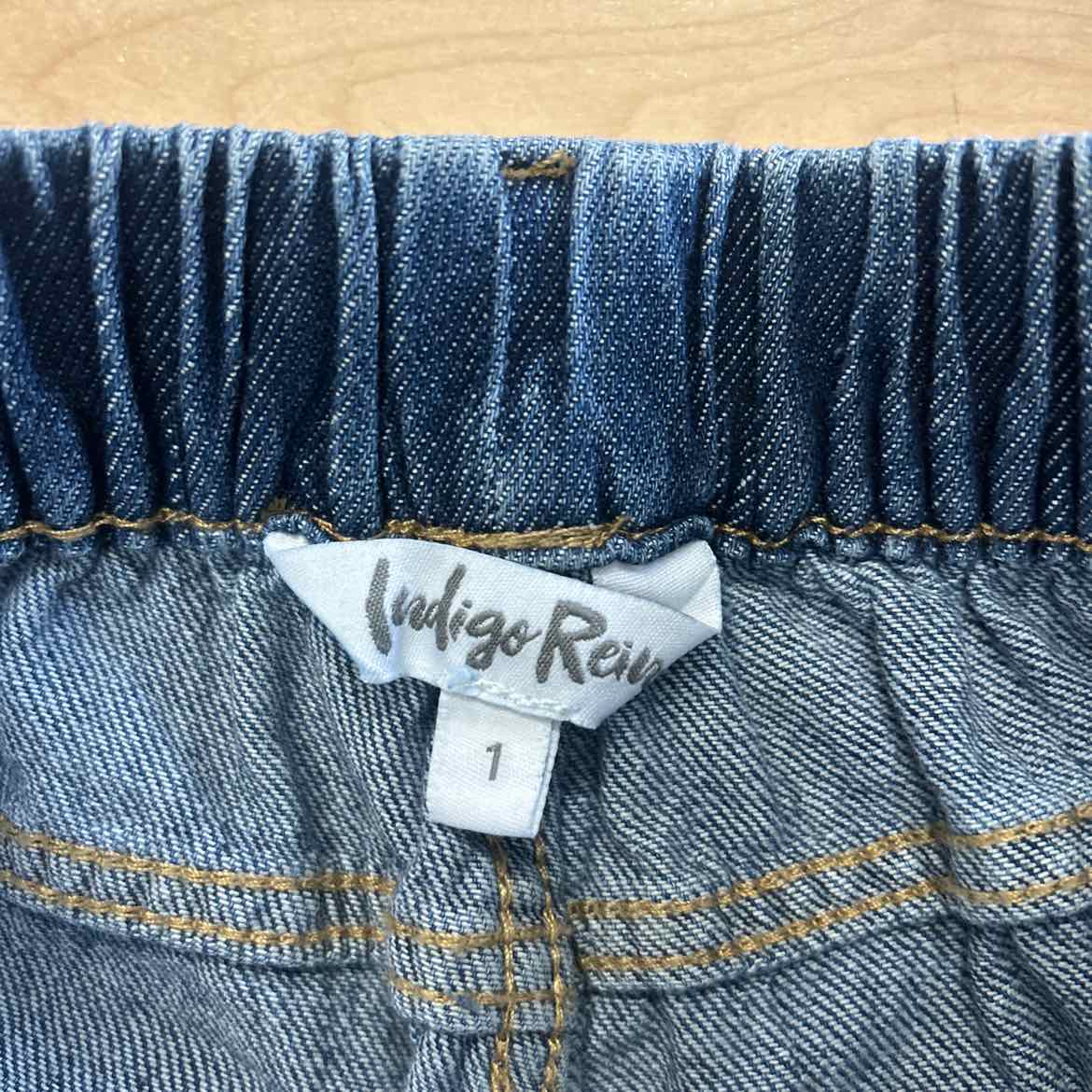 Indigo Rein Juniors' Distressed Drawstring Denim Shorts - Dark Wash - 1