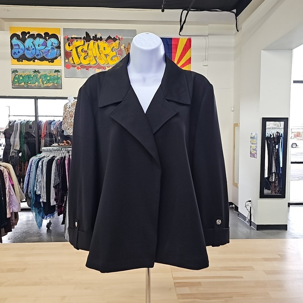 Anne Klein Women's Notched Collar Drapey Cropped Jacket - Anne Black