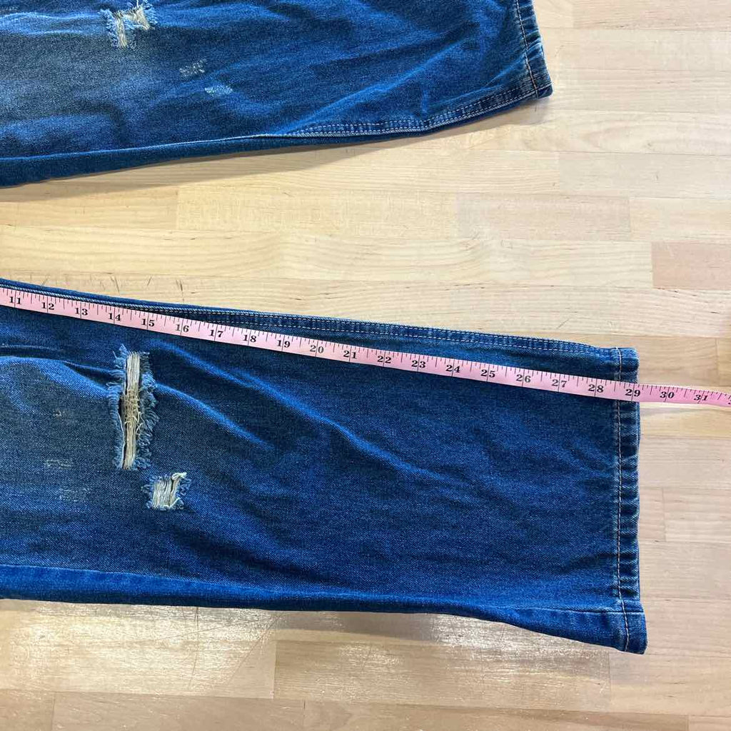 Gogo Jeans Juniors' Destructed Dream Fit Wide-Leg Denim Jeans - Dark Wash