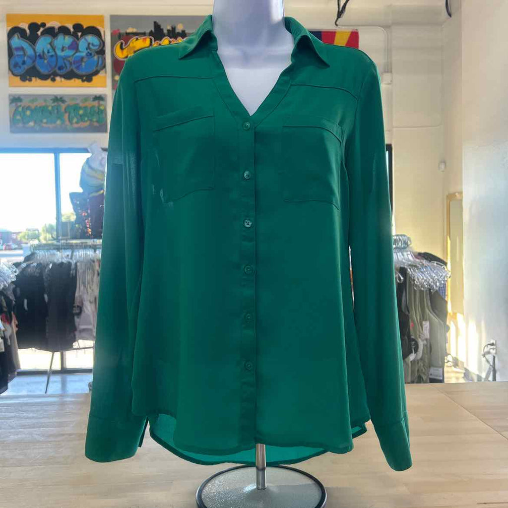 Express Size XS Green Preloved Button Down LS