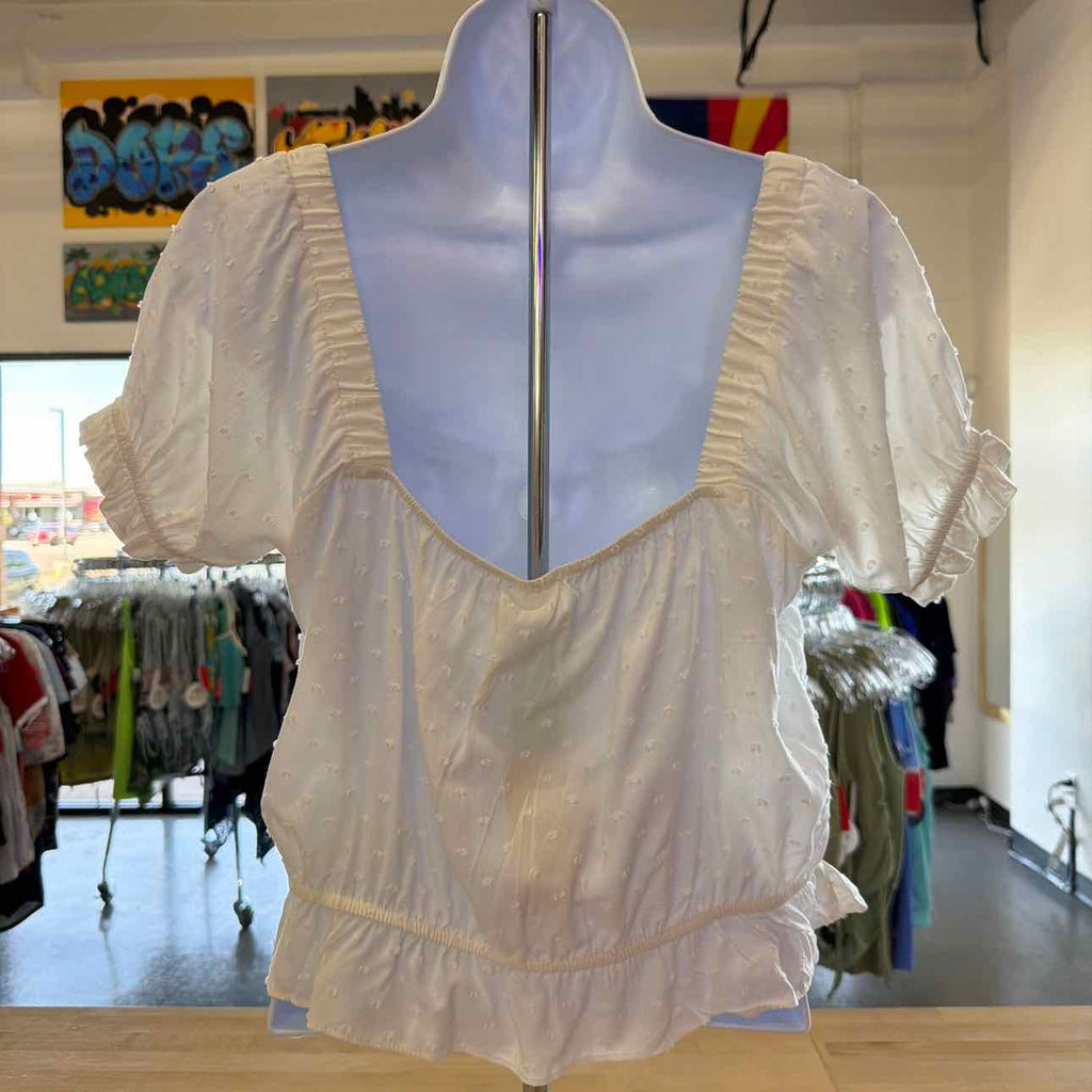 Self Esteem Juniors' Sweetheart Puff-Sleeve Top - White