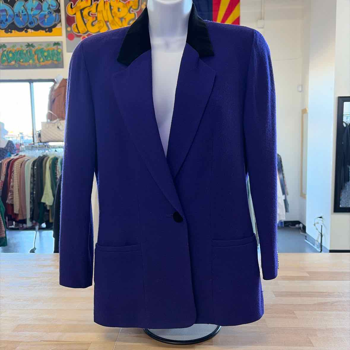 Valerie Stevens Size 6P Purple Wool Preloved Blazer
