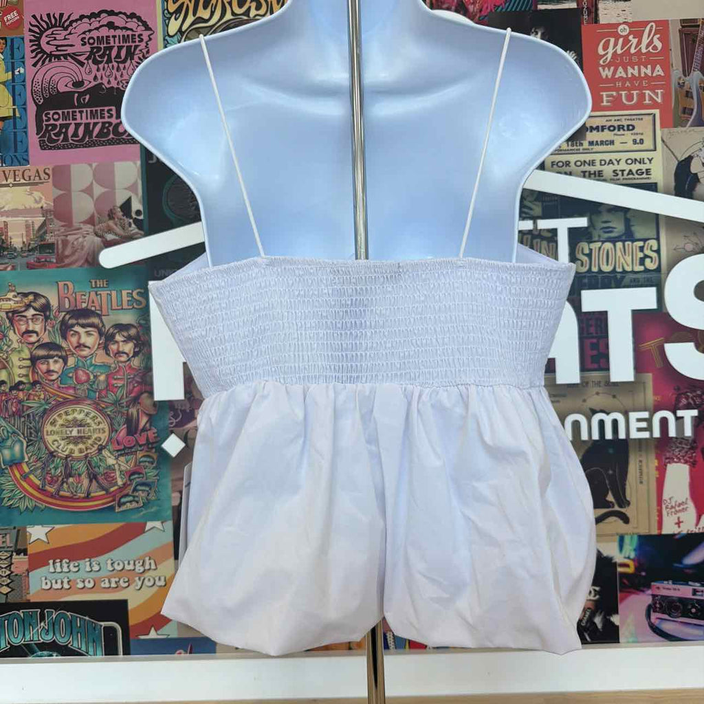 Madden Girl Size XL Poplin Bubble Tank Top - Bright White