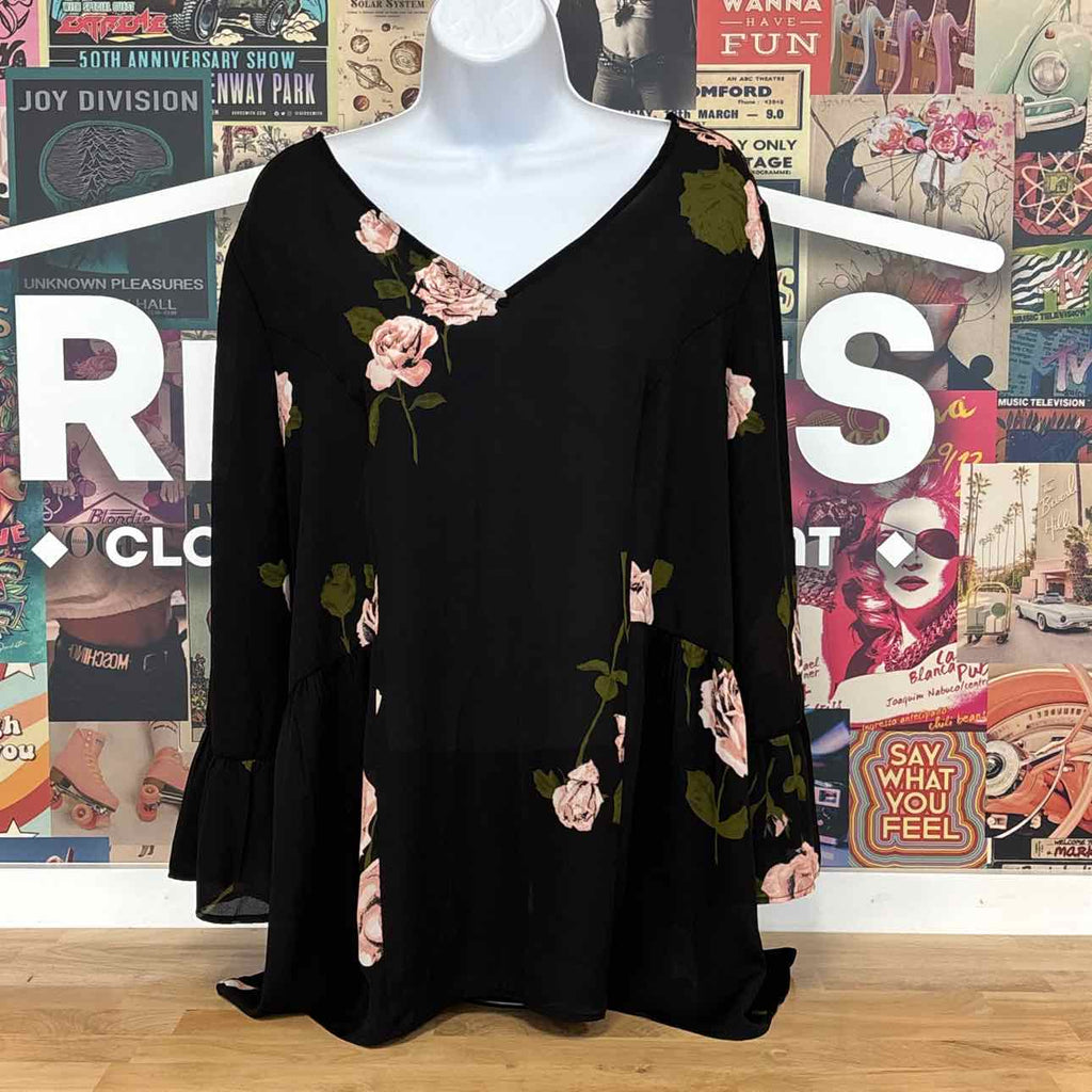 Mauve Size XL Black Pink Green Sheer New Blouse LS