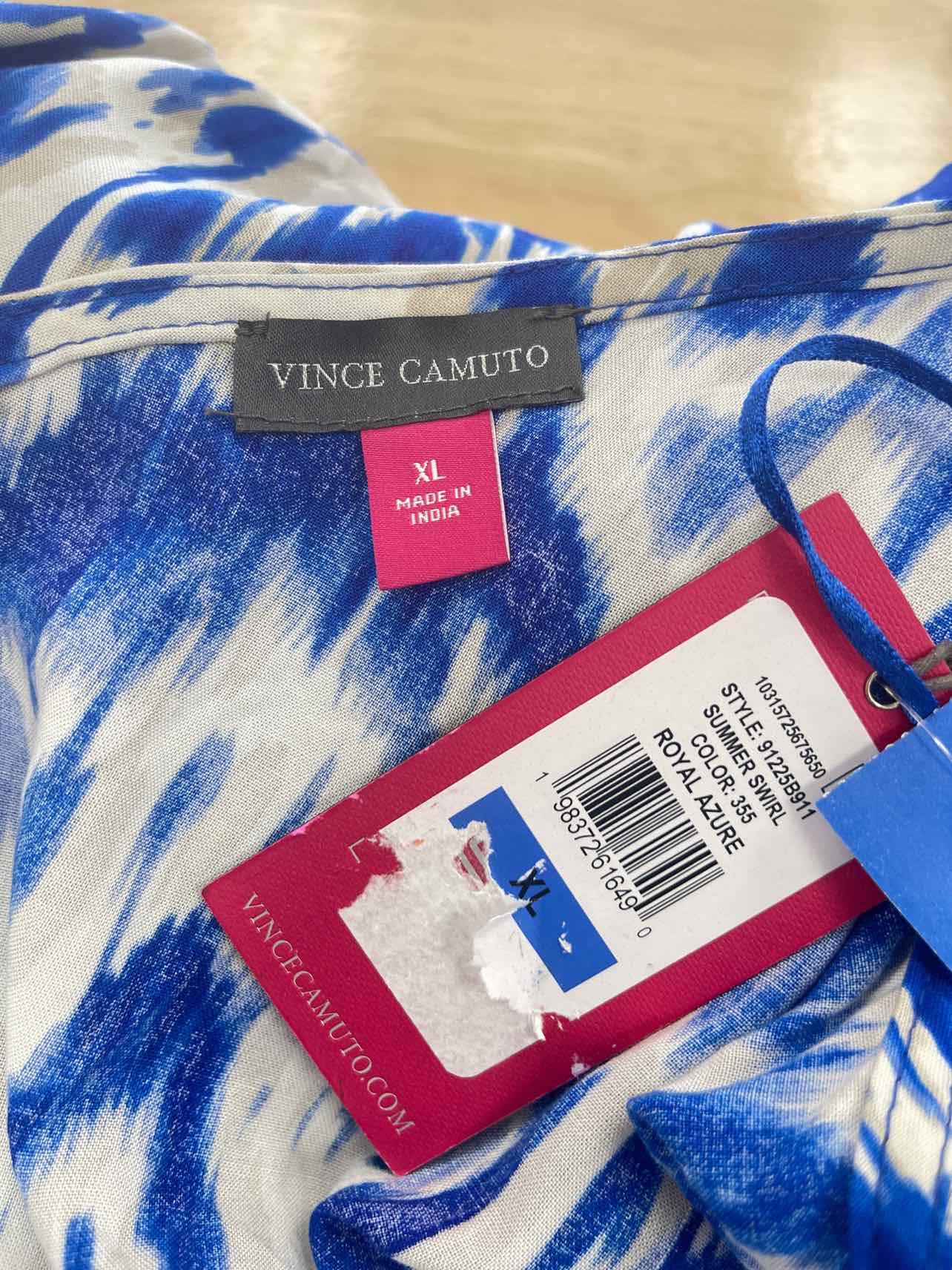 Vince Camuto Size XL V-Neck Tie-Strap Cascade-Leg Jumpsuit - Royal Azure