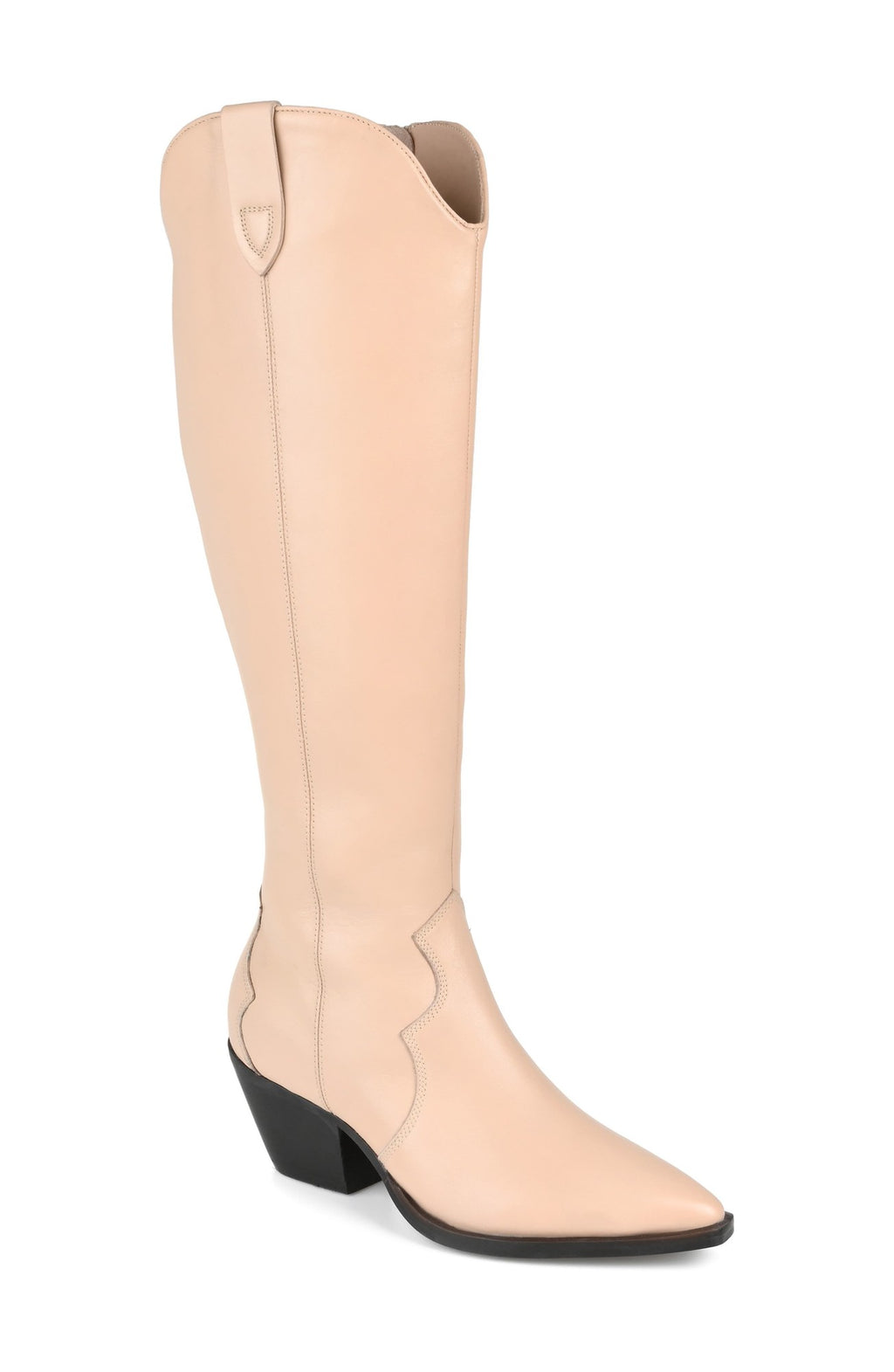 Journee Signature Womens Genuine Leather Pryse Almond Toe Pull on Knee High Boot