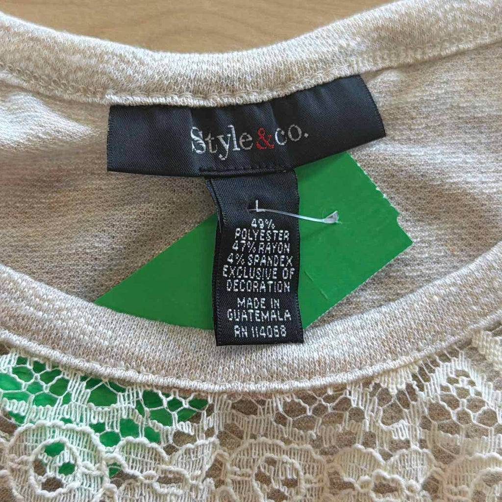 Style & Co. Size L Tan Preloved Blouse SS