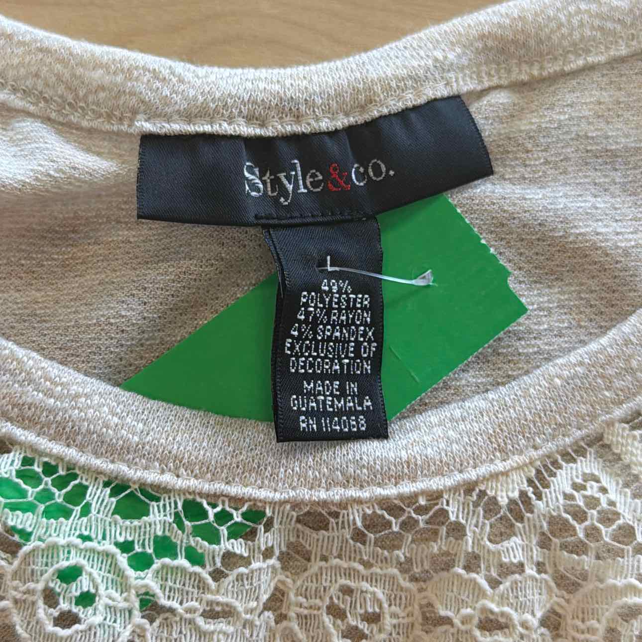 Style & Co. Size L Tan Preloved Blouse SS