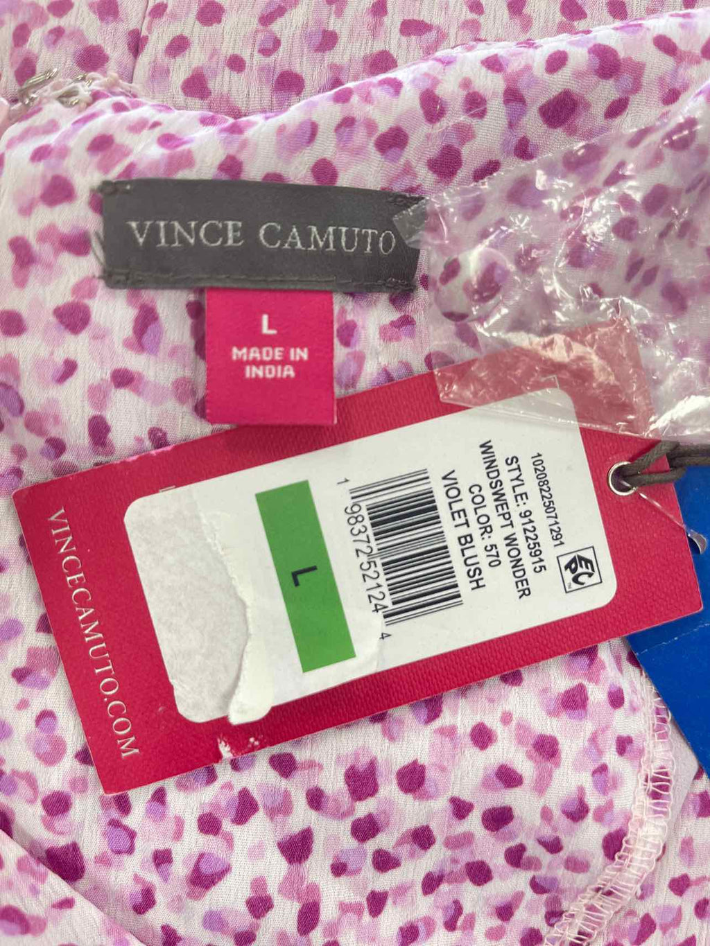 Vince Camuto Size L Printed Flutter-Sleeve Handkerchief Dress - Violet Blush