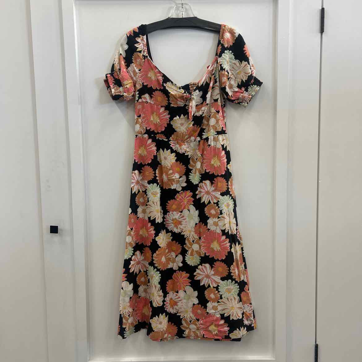 Roxy Size XS Summertime Feeling Puff-Sleeve Dress - Anthracite Boogie Chillen