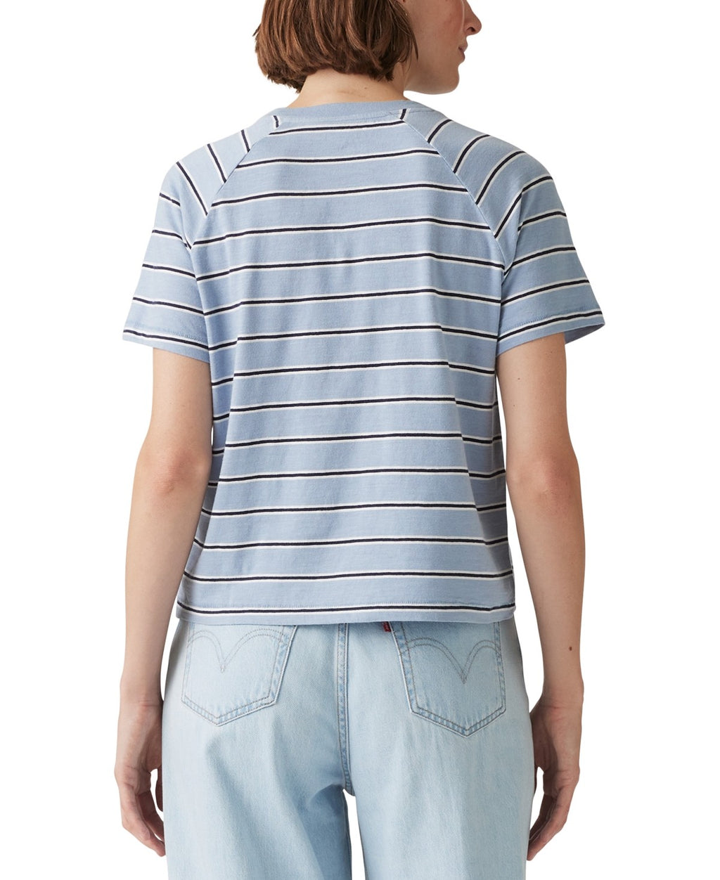 Levi's Women's Striped Game Day Cotton T-Shirt - Haywire Stripe Dusty Blue