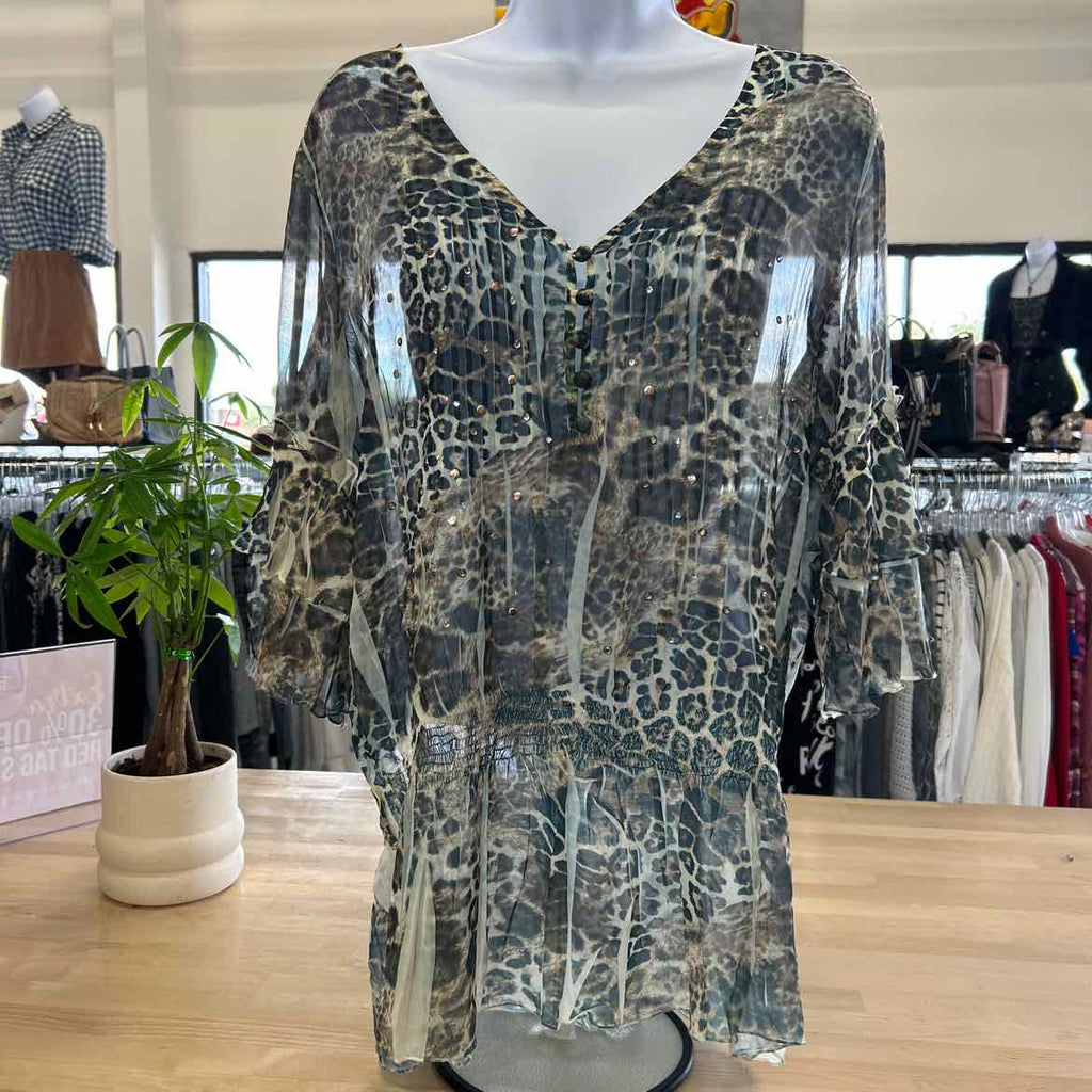 Alberto Makali Size L Green/Brown Blouse