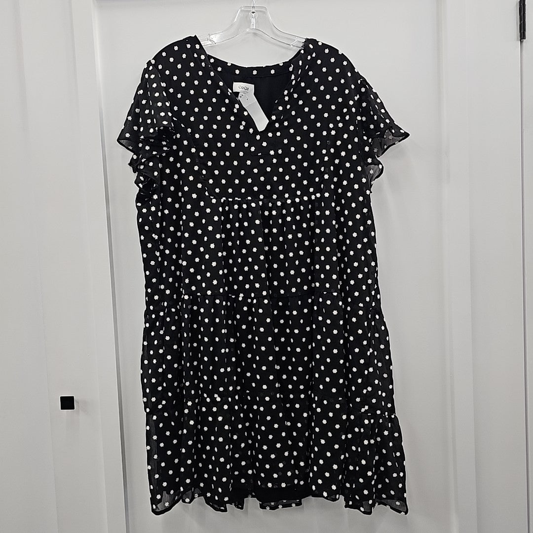 CeCe Embroidery Short Sleeve Babydoll Dress Women's Dress Rich Black : XL, Polye