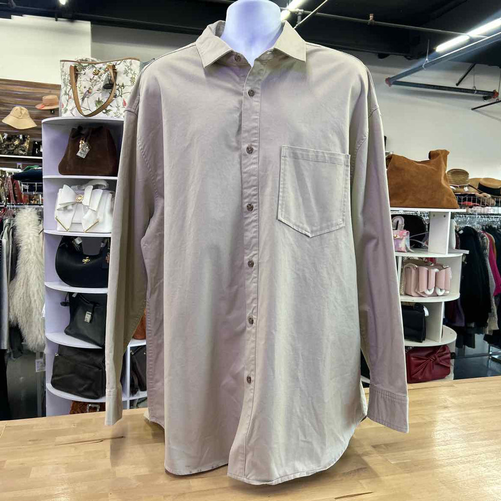 Mode of One Men's Relaxed-Fit Button-Down Twill Shirt - Dark - XXL