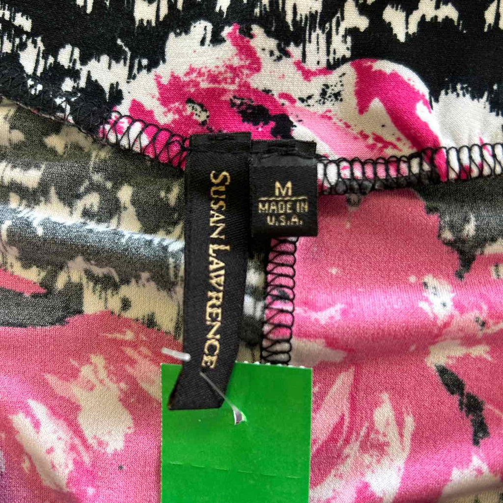 Susan Lawrence Size M Black/Pink Polyester Spandex Preloved Blouse SS