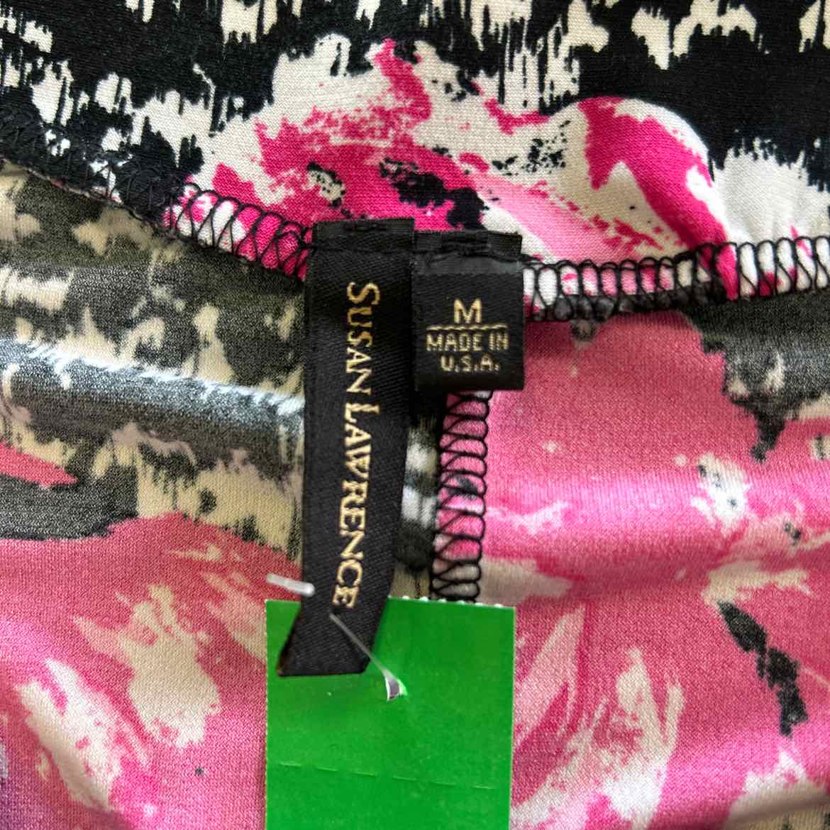 Susan Lawrence Size M Black/Pink Polyester Spandex Preloved Blouse SS