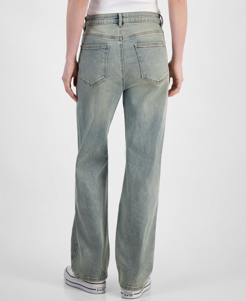 Madden Girl Juniors' Super High Rise Distressed 90s Wide Leg Jeans - Tinted Wash