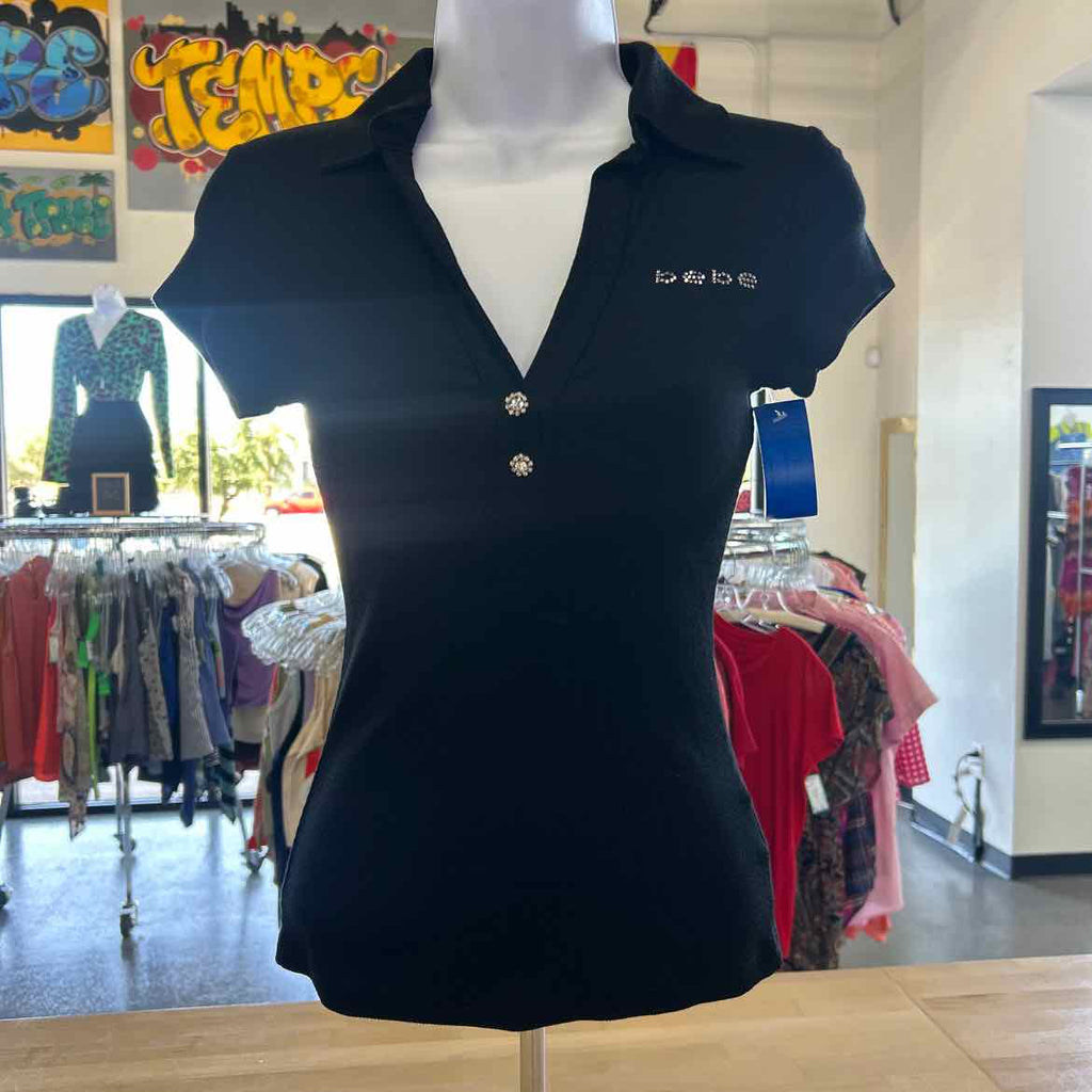 Bebe Size XS Black Preloved T-Shirt SS
