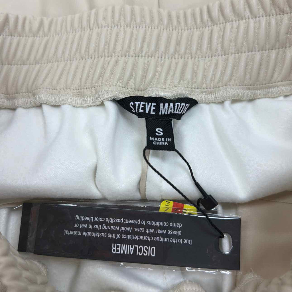Steve Madden Size S Gilda Faux Leather Pants - Bone