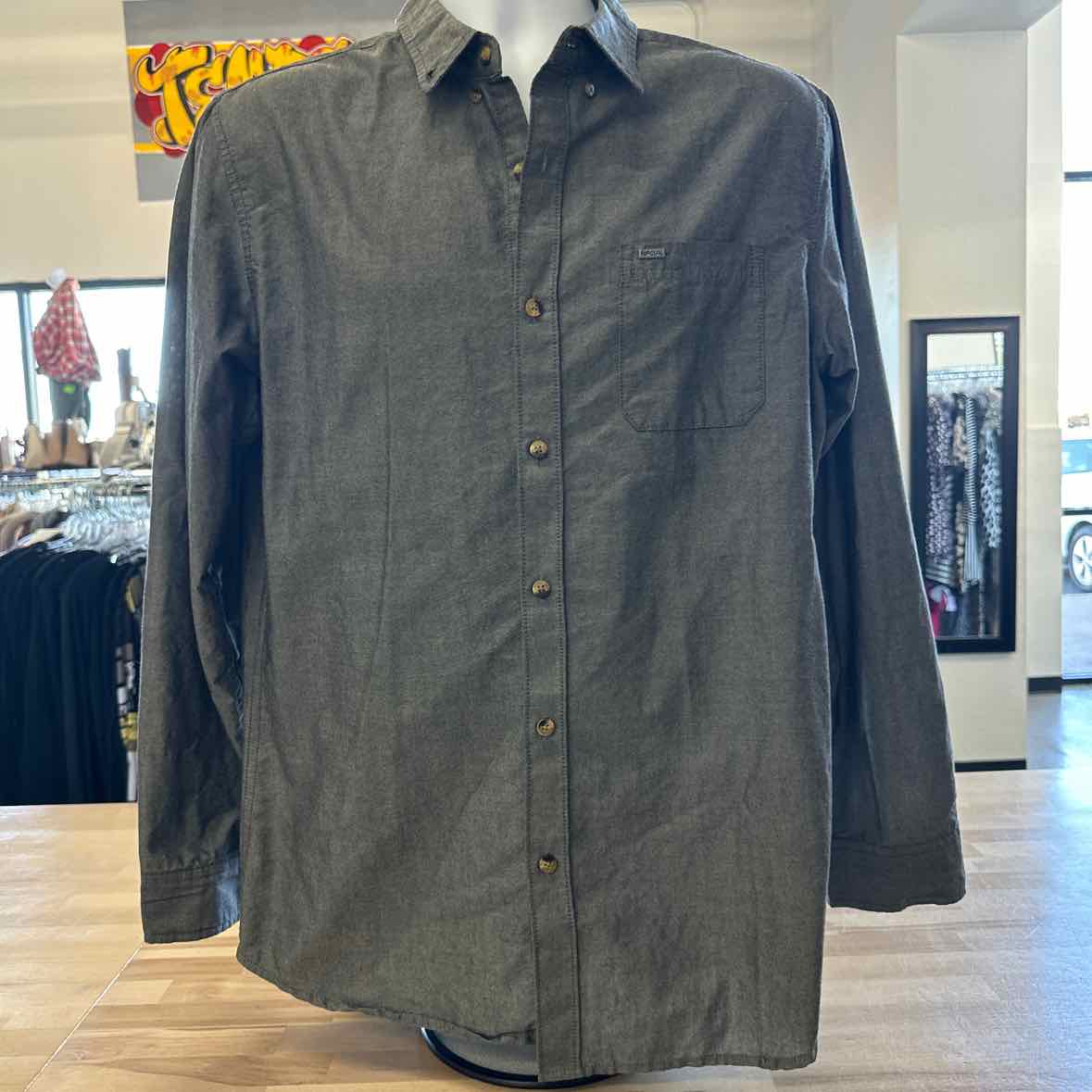 Ripcurl Size M Gray MENS Button Down Shirt