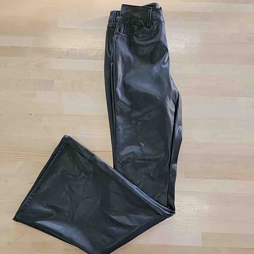 dollhouse Size 1/2 Black Faux Leather Hi Rise Flare Jeans