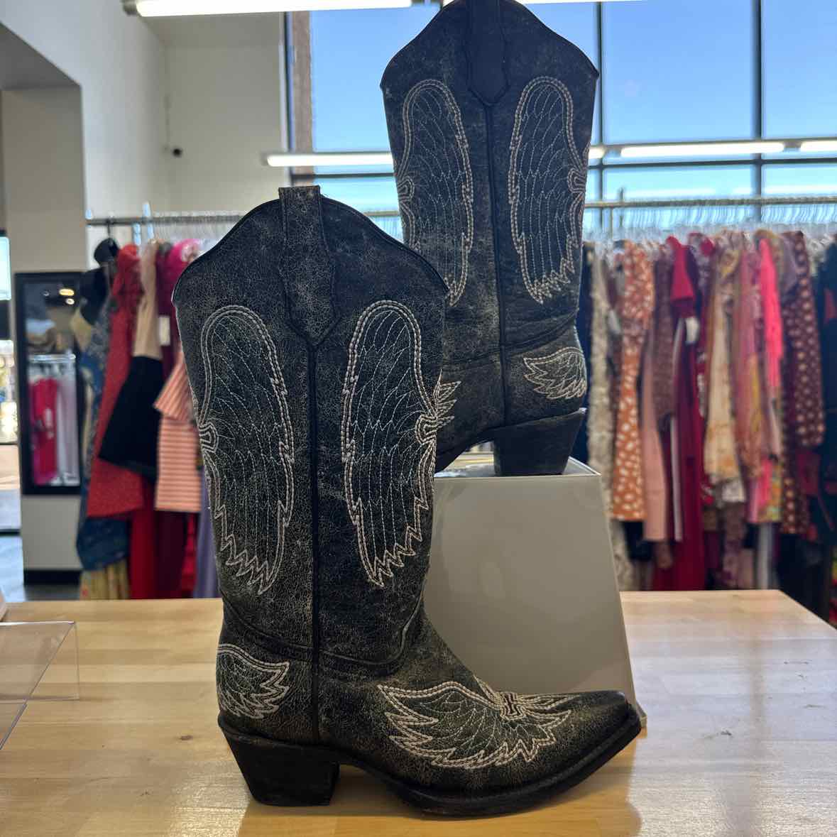 Circle G Shoe Size 6.5 black green Cowboy Boots
