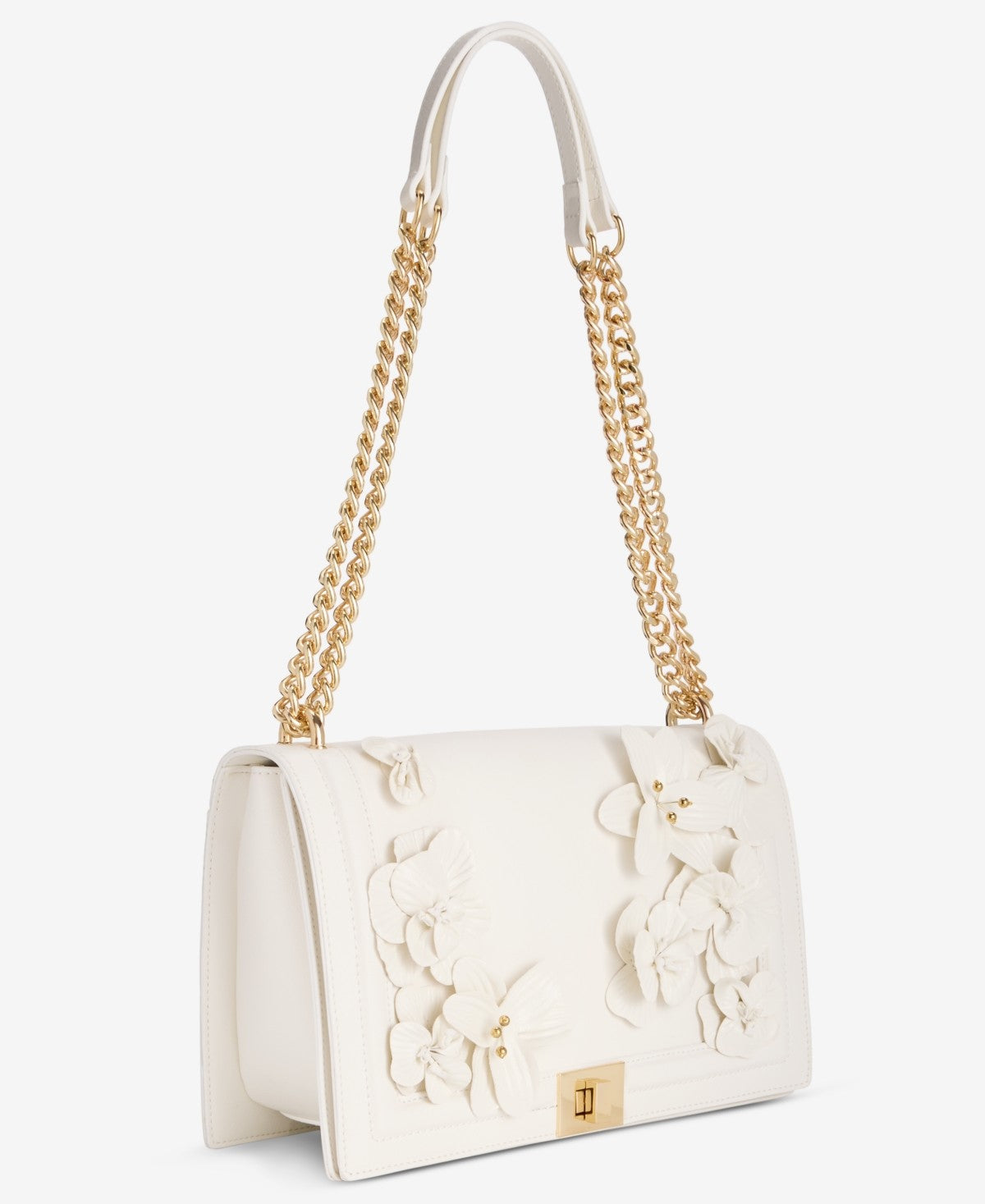 INC White Ajae Flap Floral Crossbody Satchel