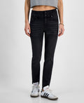 TINSELTOWN Size 13 High-Rise Double-Waistband Skinny Jeans - Black Wash