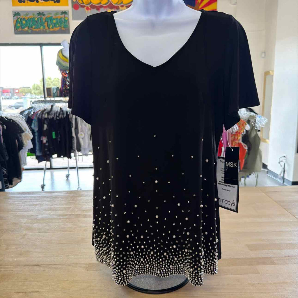 Msk Women's V-Neck Short-Sleeve Top - Black