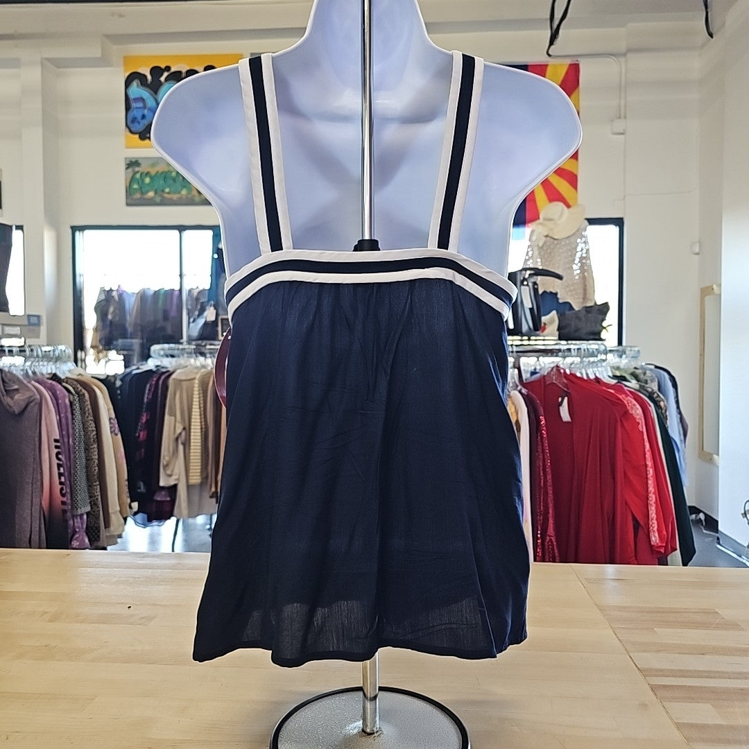 Loft Size S Navy & White Preloved Tank