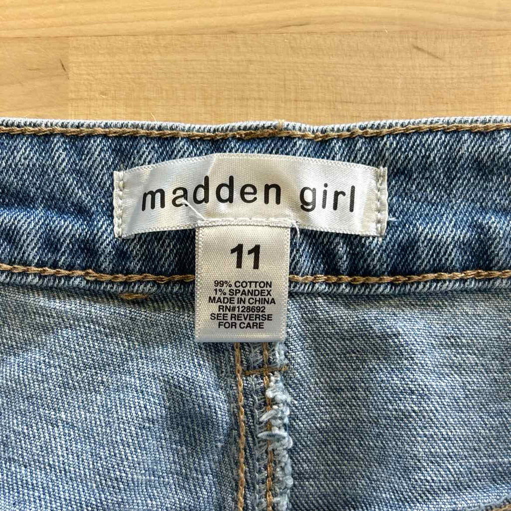 Madden Girl Juniors' Super High Rise Distressed 90s Wide Leg Jeans - Light Wash