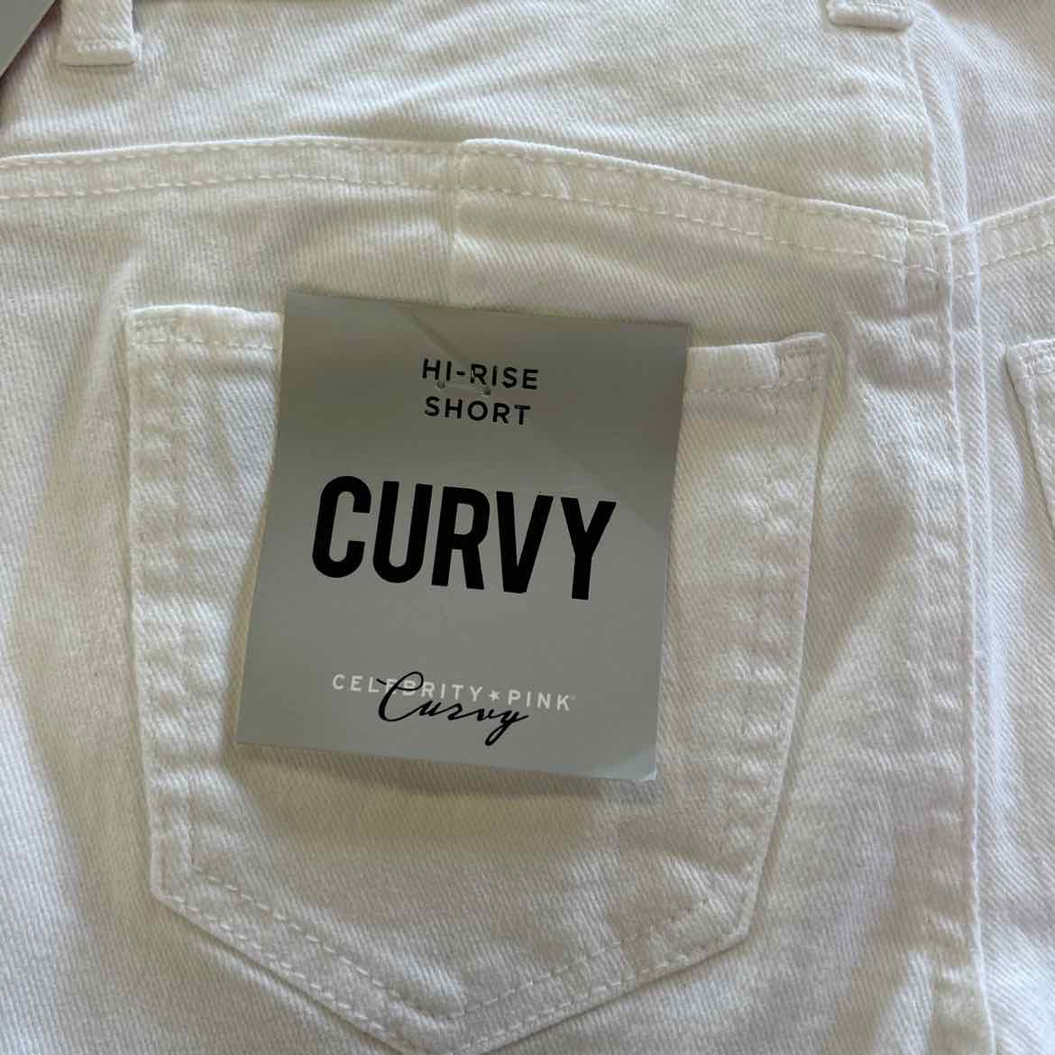 Celebrity Pink Juniors' 4" High-Rise Curvy Denim Shorts - White - 1