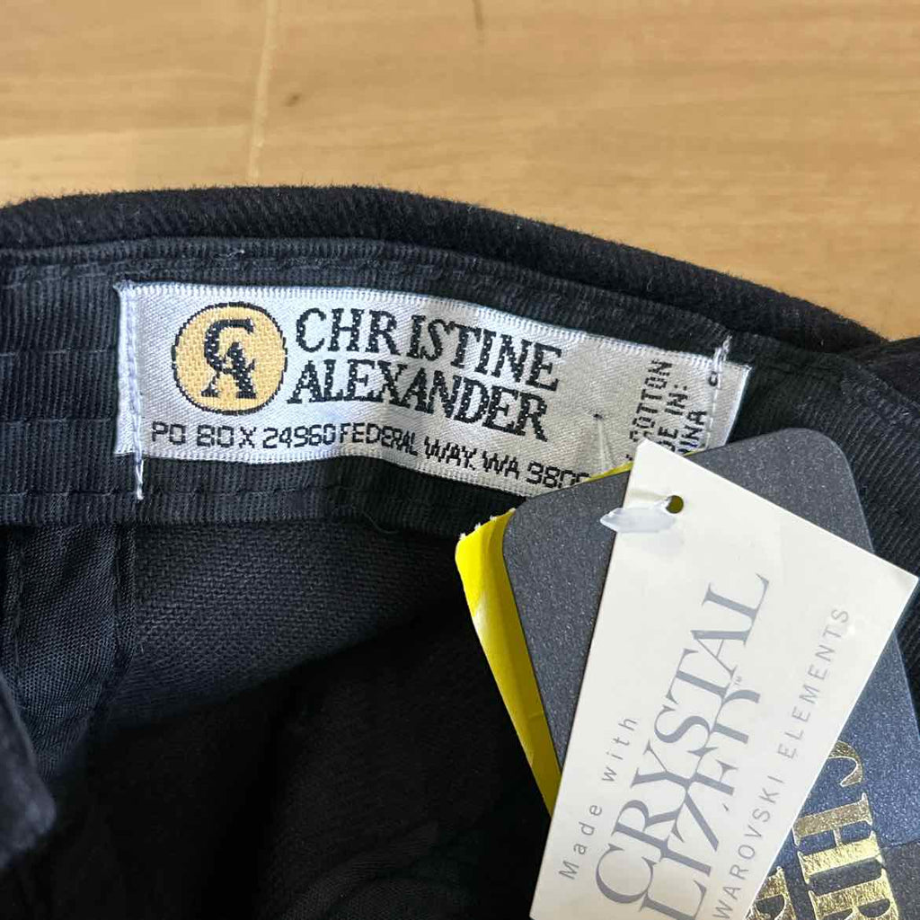 Christine Alexander Black Rhinestones Cap