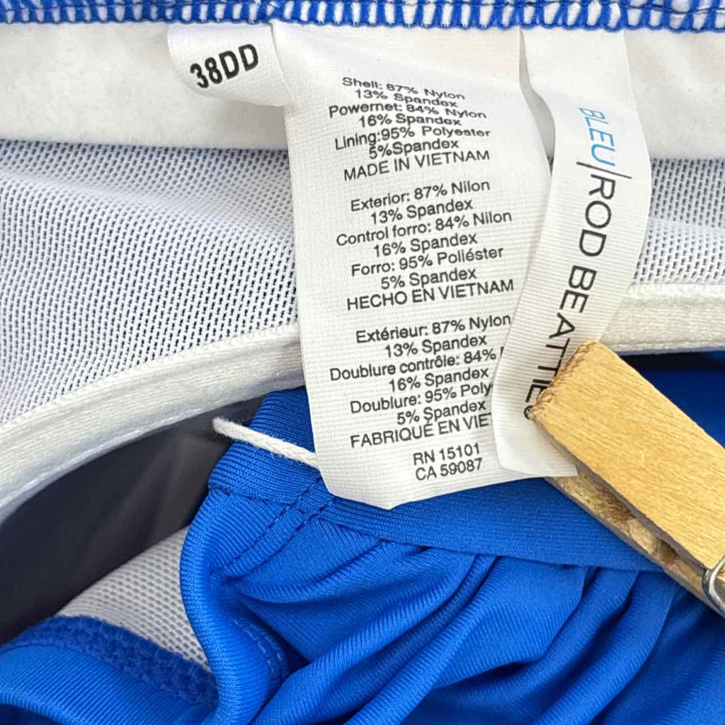 Bleu Size 38DD Shirred Bikini Top