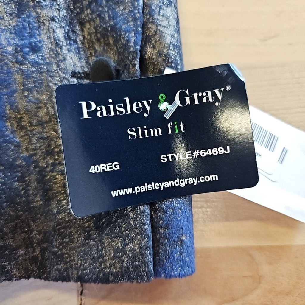 Paisley & Gray Men's Slim-Fit Double-Breasted Tuxedo Jacket - Blue and Gold
