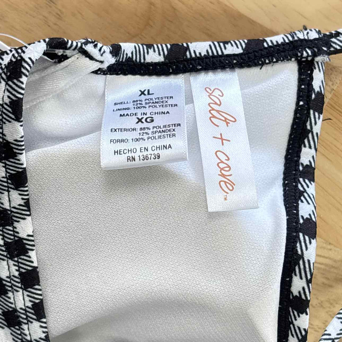 Salt + Cove Size XL Plaid Underwire Bikini Top