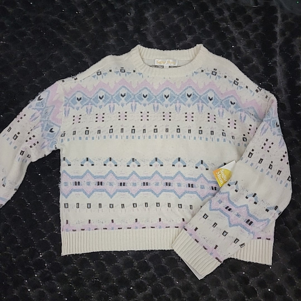 Sugar Moon Size L Nyc Alliance Fair Isle Sweater - Ivory NWT